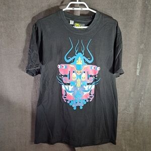 Rare Pete Fowler x Boxfresh Pink & Blue Monsters Black Graphic Tee VG XL OOP